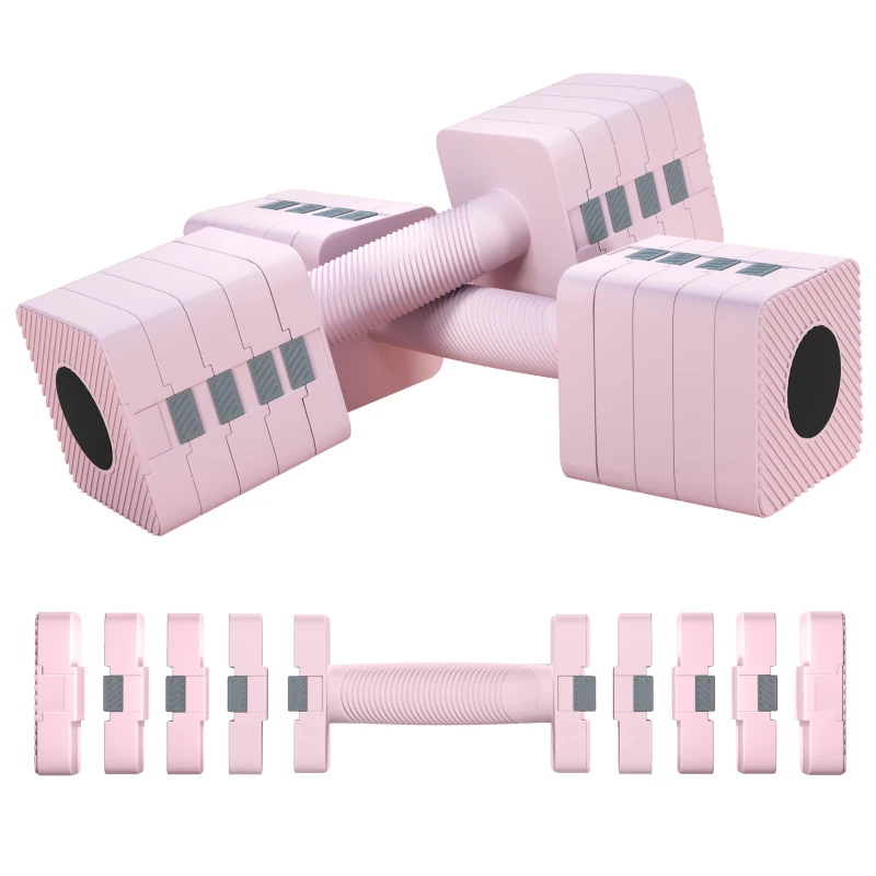 Soozier 2/4/7/9/11 lb Adjustable Dumbbell Set of 2, 5-in-1 Weights Dumbbells Set with Non-Slip Handle for Home Workout