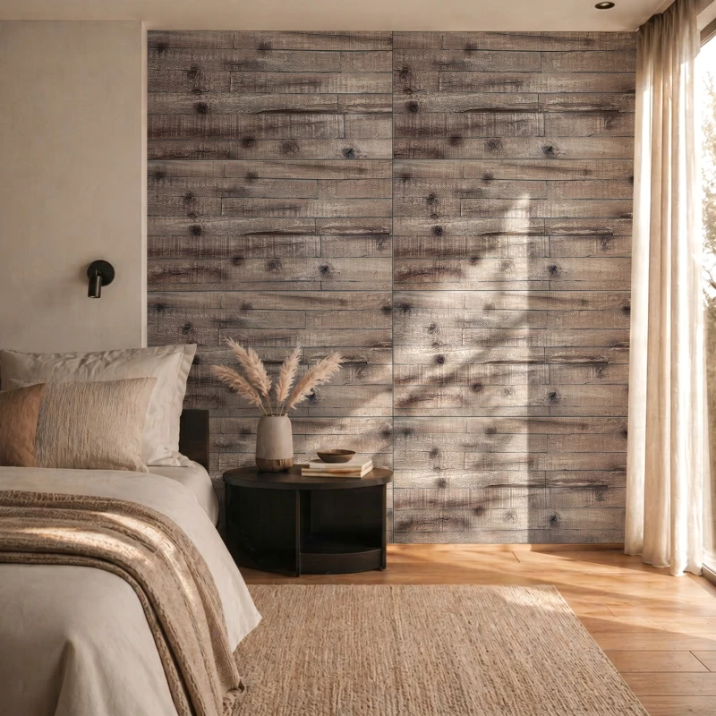 HOMCOM 8-Pack 3D Faux Wood Wall Panels, Lightweight Polyurethane Panels for Interior and Exterior Accent Walls, Gray Wood Grain