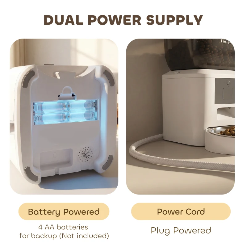 PawHut Automatic Cat Feeder, 2.4G WiFi, Smart APP Control 8L Pet Feeder Dispenser 1-10 Meals with 10s Meal Call Back