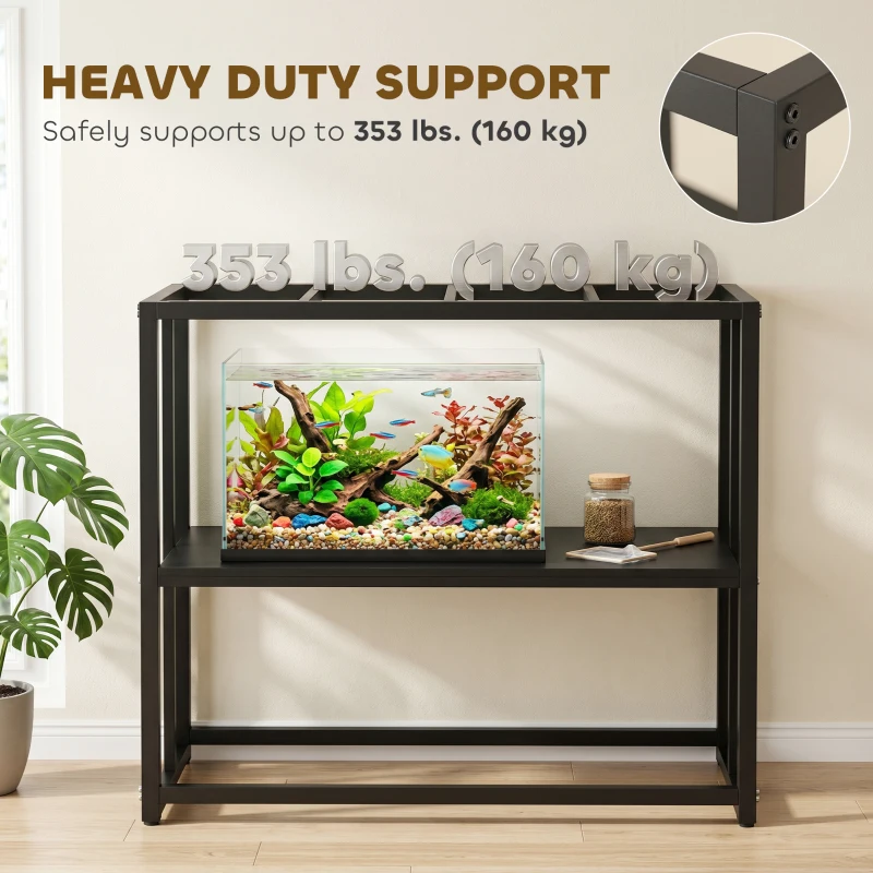 PawHut 40 Gallon Fish Tank Stand, Heavy Duty Aquarium Stand with Storage Shelf, Adjustable Feet, 36.6" L x 18.5" W x 29.9" H