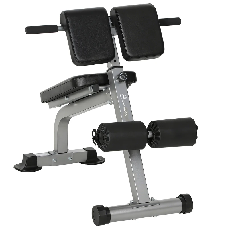 Soozier Roman Chair Back Extension Machine, Height Adjustable Hyperextension Bench, 38" x 26.8" x 27.2–43.3", Silver Tone
