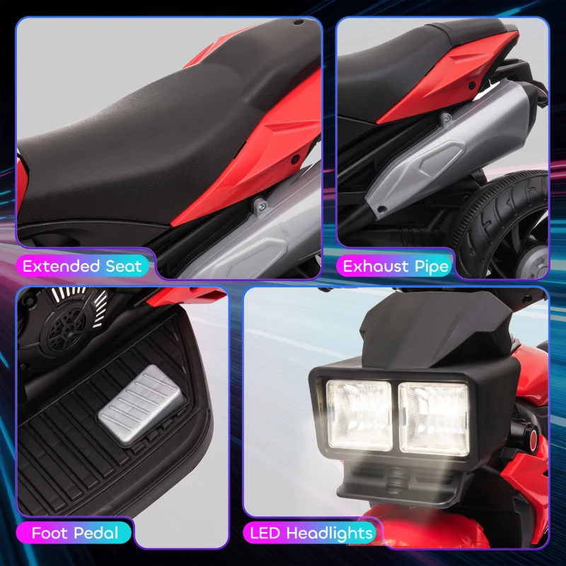 Aosom 6V Kids Motorcycle, Battery-Operated Mini Electric Motorbike with Forward/Reverse Switch, Horn, Red