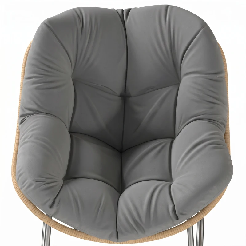 Outsunny Indoor Outdoor Papasan Rocking Chair, Oversized Rocking Egg Chair with Cushion for Garden, Patio, Grey