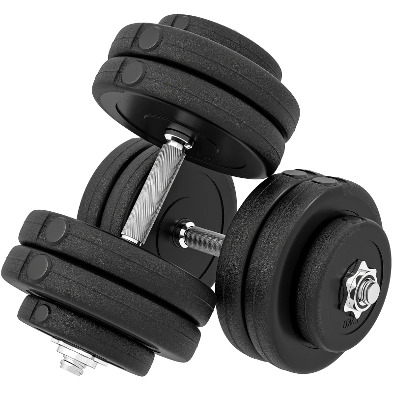 Soozier Adjustable 2 x 55lbs Weight Dumbbell Set for Weight Fitness Training Exercise Fitness Home Gym Equipment, Black (Pair)
