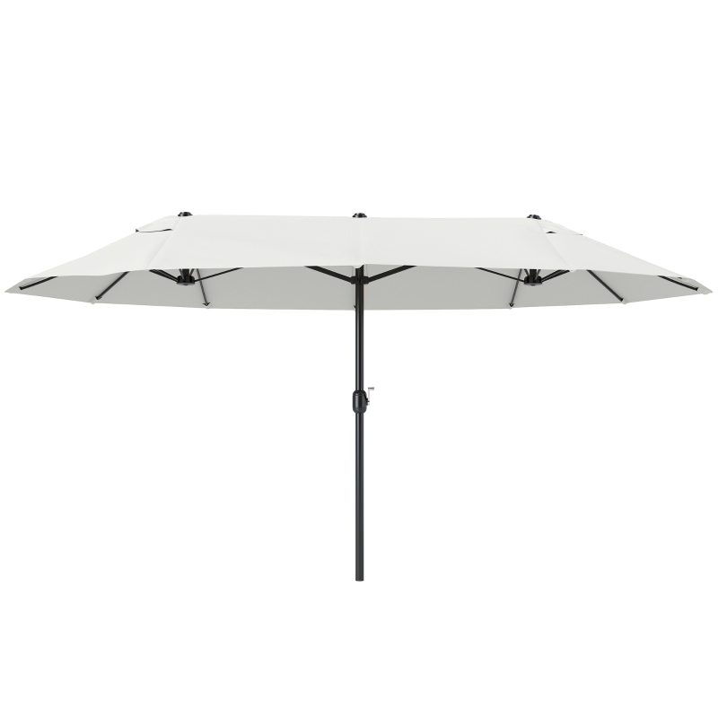 Outsunny 15' Outdoor Patio Umbrella with Twin Canopy Sunshade Steel Table Umbrella with Lift Crank Beige