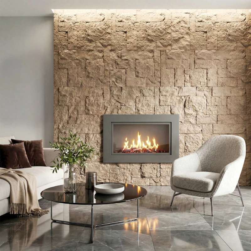 HOMCOM 8-Pack 3D Faux Stone Wall Panels, Lightweight Polyurethane Panels for Interior and Exterior Accent Walls, Beige