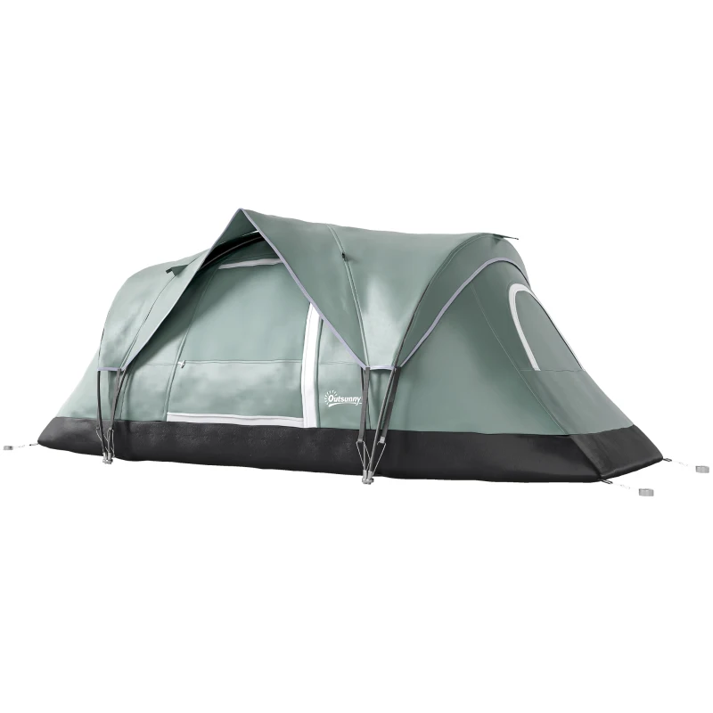 Outsunny 5 Person Family Tent, Outdoor Camping Tent with Lighting Hook, Carrying Bag for Camping, Hiking and Travelling, Green