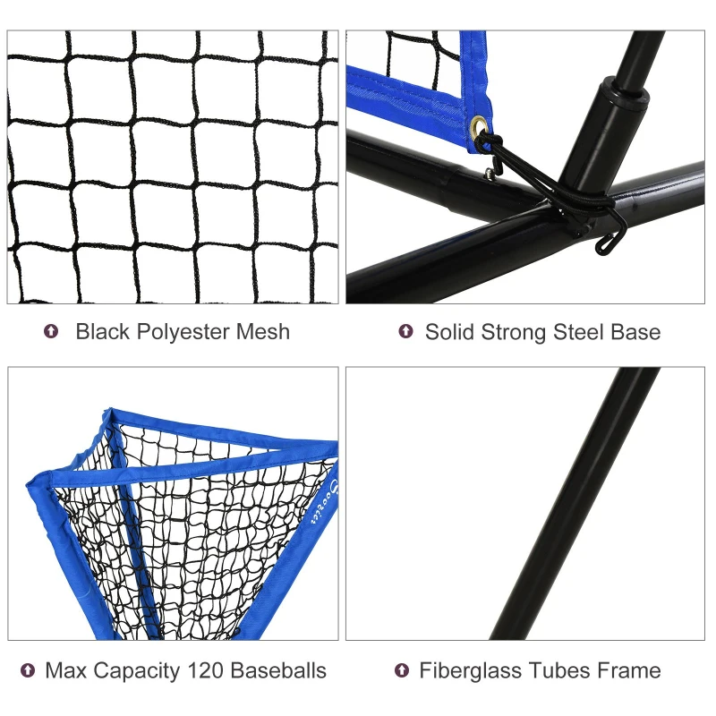 Soozier Baseball Net Set with 7.5x7ft Catcher Net, Ball Caddy, Portable Pitching Net for Hitting, Pitching, Batting, Catching, Blue
