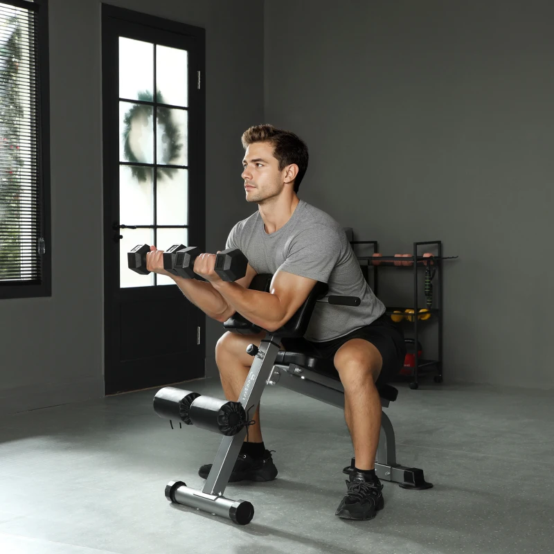 Soozier Roman Chair Back Extension Machine, Height Adjustable Hyperextension Bench, 38" x 26.8" x 27.2–43.3", Silver Tone