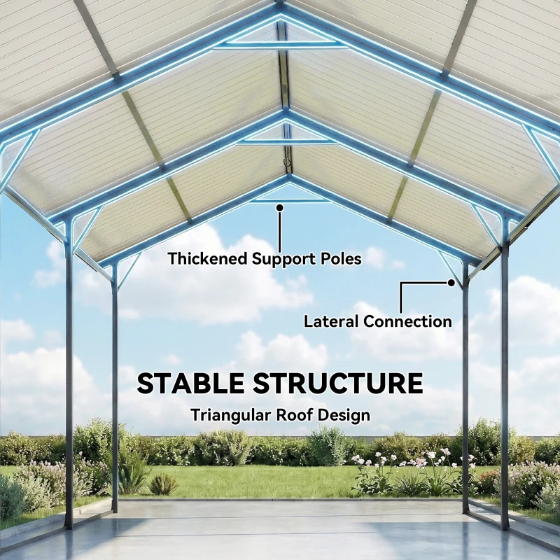 Outsunny 10 x 15ft Metal Carport, Heavy-Duty Carport Canopy with Reinforced Steel Frame & Roof, All-Weather Protection