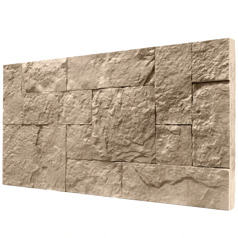 HOMCOM 8-Pack 3D Faux Stone Wall Panels, Lightweight Polyurethane Panels for Interior and Exterior Accent Walls, Beige