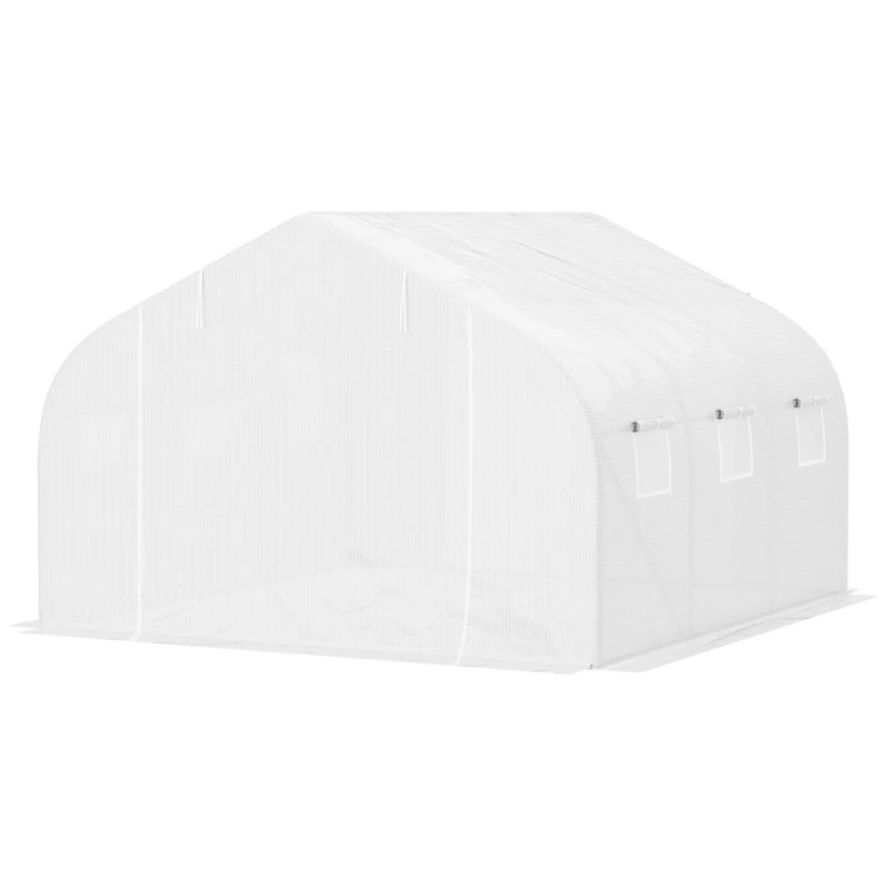 Outsunny 15'x10'x7' Greenhouse Gardening Planting Shed White