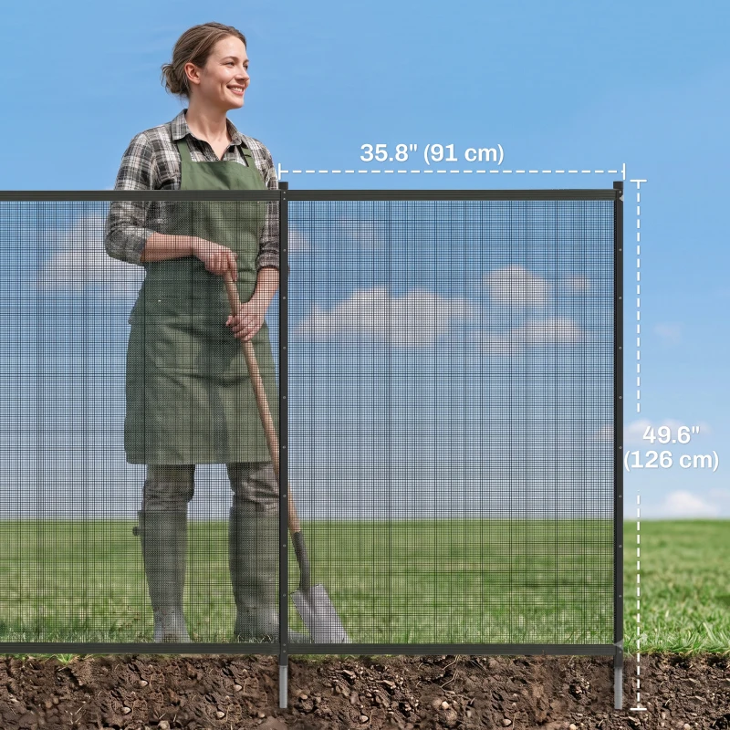 Outsunny 4-Panel Swimming Pool Fence, Aluminium Rustproof Pool Fencing, 4' x 12', Black