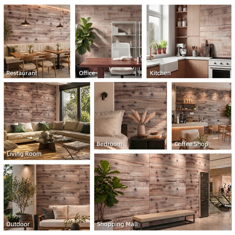 HOMCOM 8-Pack 3D Faux Wood Wall Panels, Lightweight Polyurethane Panels for Interior and Exterior Accent Walls, Gray Wood Grain