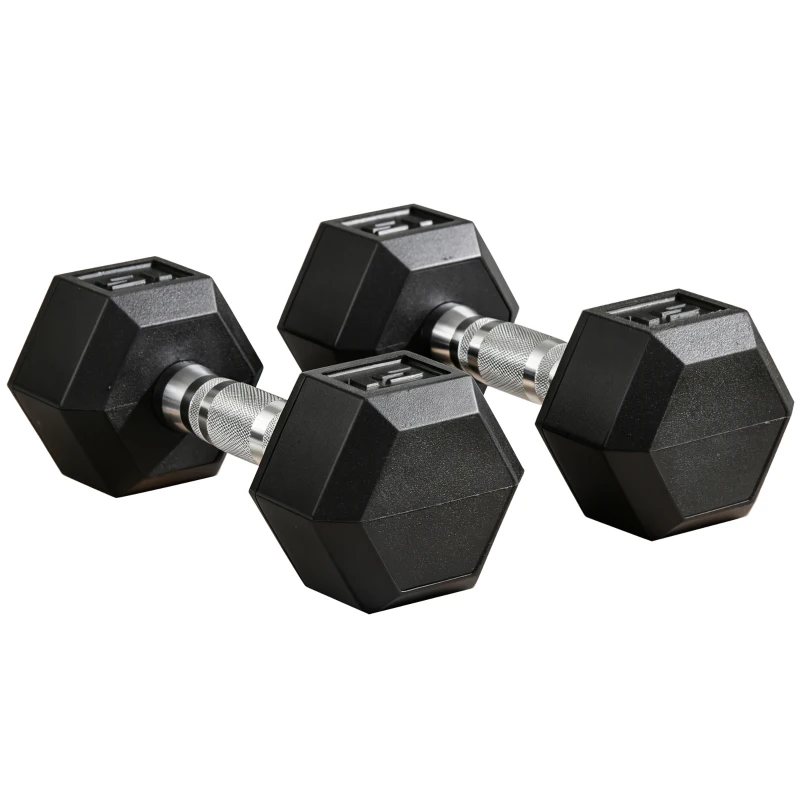 Soozier Rubber Dumbbells Weight Set, Total 30lbs Dumbbell Hand Weight for Body Fitness Training for Home Office Gym, 2 x 15lbs