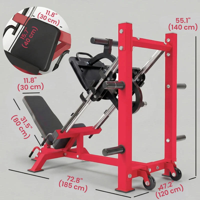 Soozier Leg Press Machine with Wheels and Calf Block, Adjustable Squat Machine for Home Gym, 1000 lbs Capacity