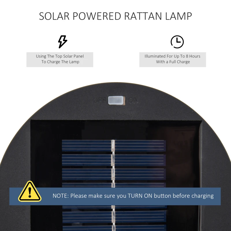 Outsunny Wicker Solar Floor Lamp, Decorative Outdoor Lamp with Auto On/Off LED Light, IP44 for Patio, Porch, Pathway, Brown