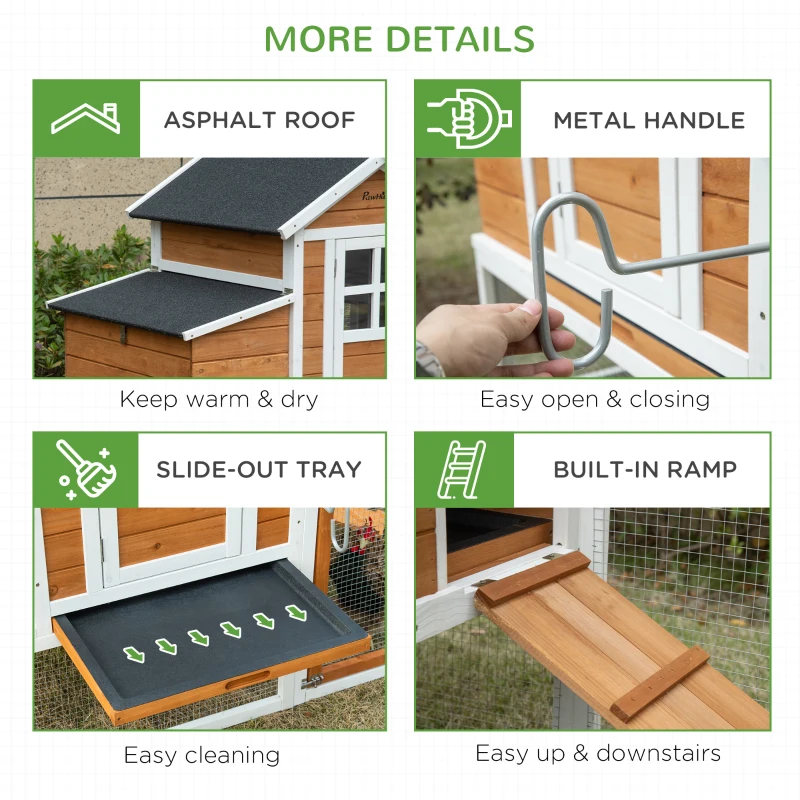 PawHut Chicken Run Waterproof Large Chicken Coop with Nesting Box for 2-4 Chickens, Orange and White