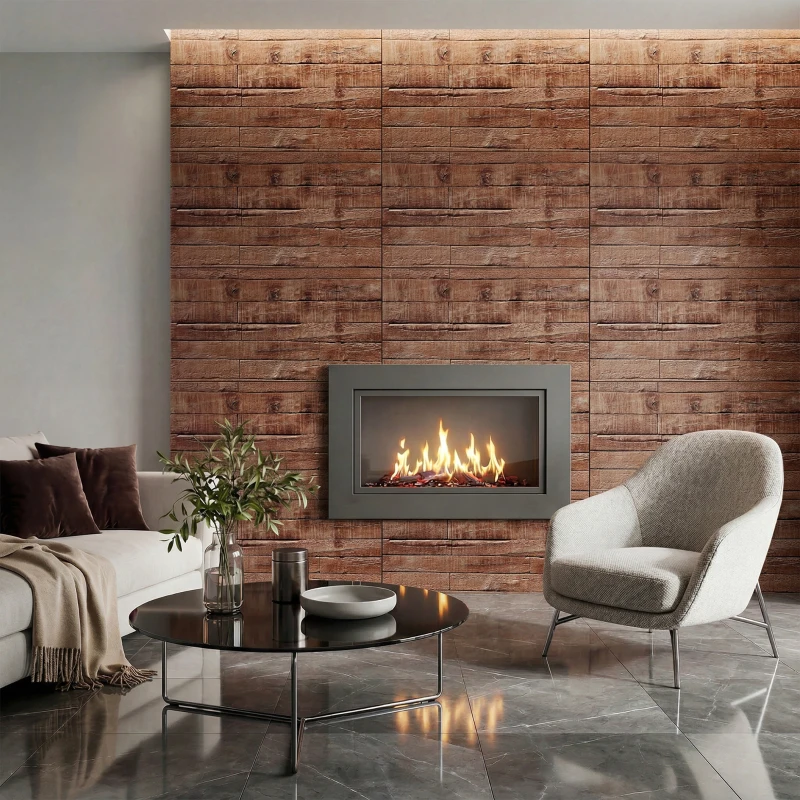 HOMCOM 8-Pack 3D Faux Wood Wall Panels, Lightweight Polyurethane Panels for Interior and Exterior Accent Walls, Brown