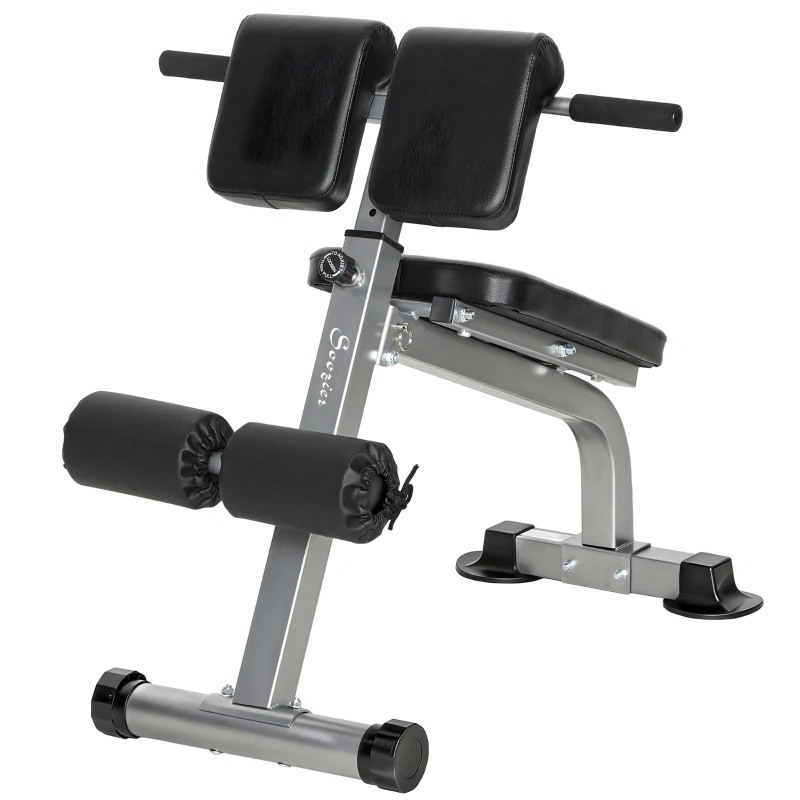 Soozier Roman Chair Back Extension Machine, Height Adjustable Hyperextension Bench, 38" x 26.8" x 27.2–43.3", Silver Tone