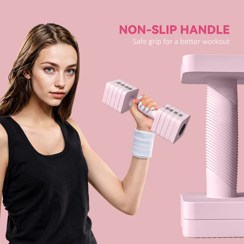 Soozier 2/4/7/9/11 lb Adjustable Dumbbell Set of 2, 5-in-1 Weights Dumbbells Set with Non-Slip Handle for Home Workout