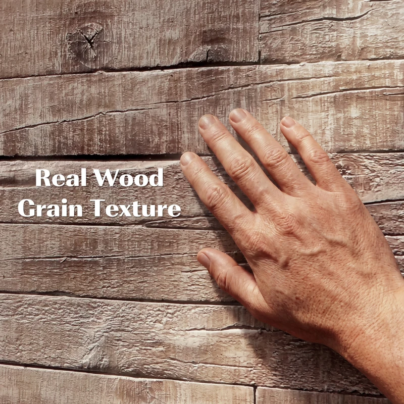 HOMCOM 8-Pack 3D Faux Wood Wall Panels, Lightweight Polyurethane Panels for Interior and Exterior Accent Walls, Gray Wood Grain