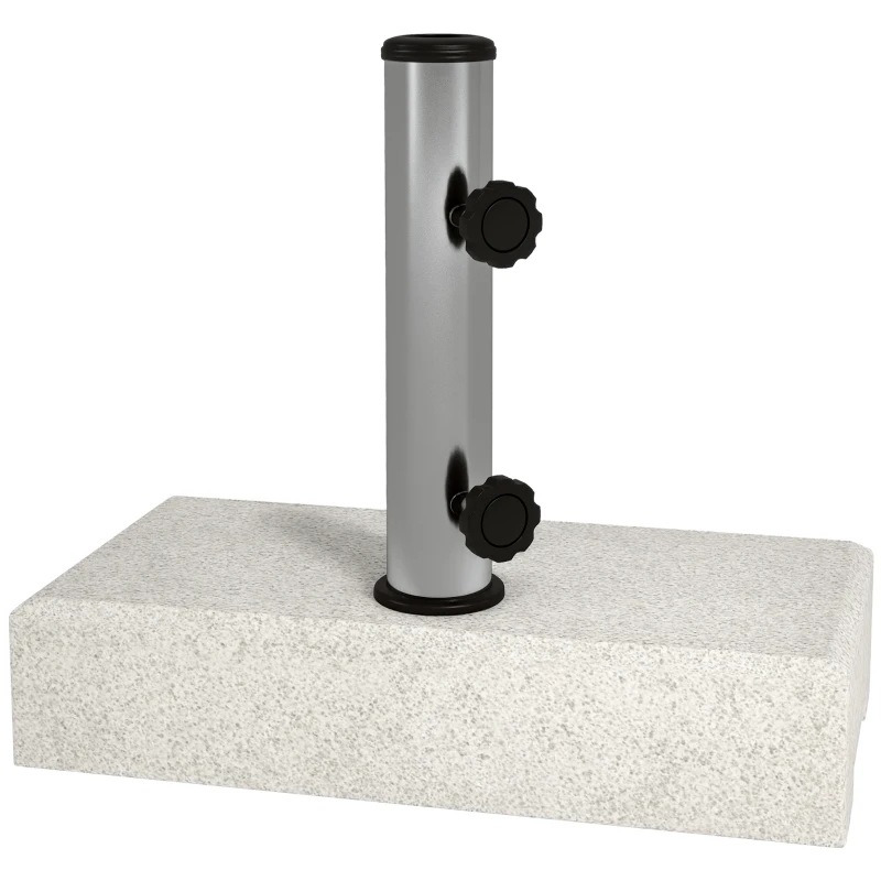 Outsunny 55 lbs Half Granite Parasol Base, Outdoor Umbrella Stand Weight for 1.3", 1.5", 1.9" Umbrella Poles, Grey
