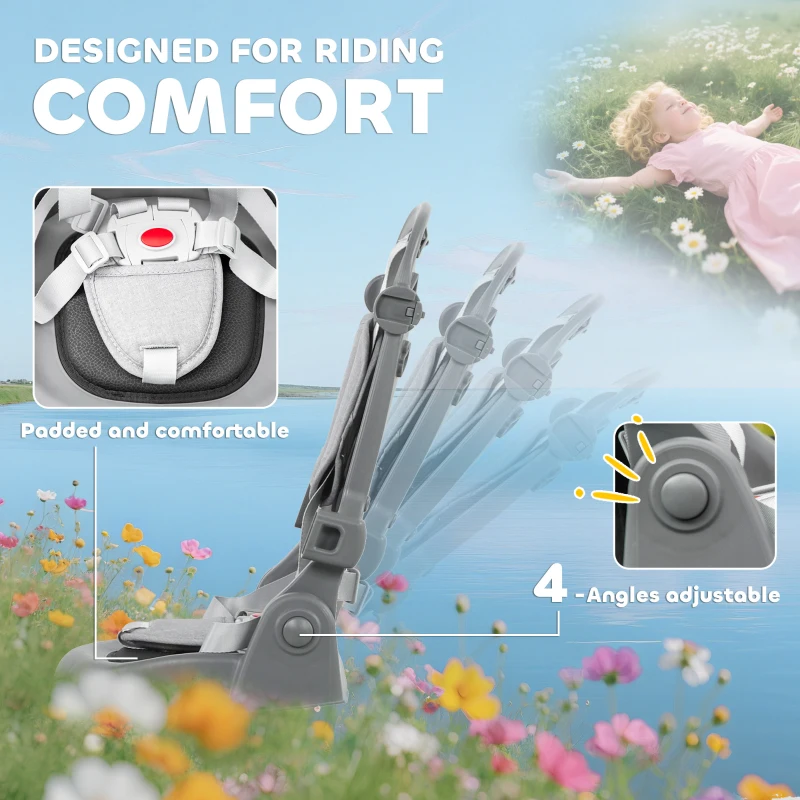 Qaba 6 in 1 Kids Tricycle with Adjustable Push Handle, Removable Canopy, Reversible Seat, for 1-5 Years, Gray