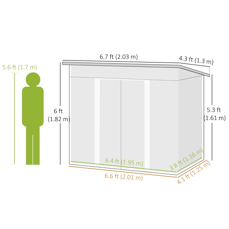 Outsunny 7'x 4' Metal Patio Storage Shed Garden Lockable Shed Tool Utility Storage Unit, Green