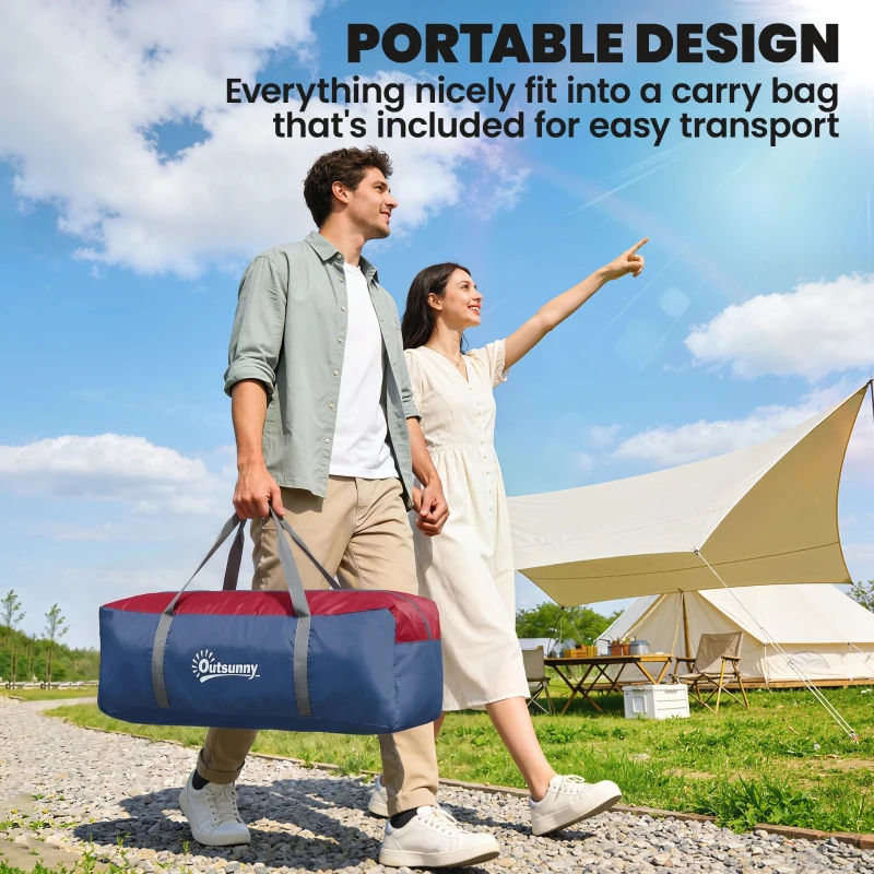 Outsunny 5 Person Family Tent, Outdoor Camping Tent with Lighting Hook, Carrying Bag for Camping, Hiking and Travelling, Grey