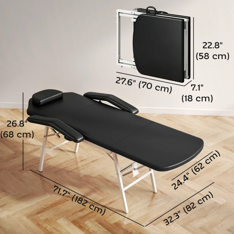 HOMCOM Portable Massage Table, Foldable Massage Bed, Black
