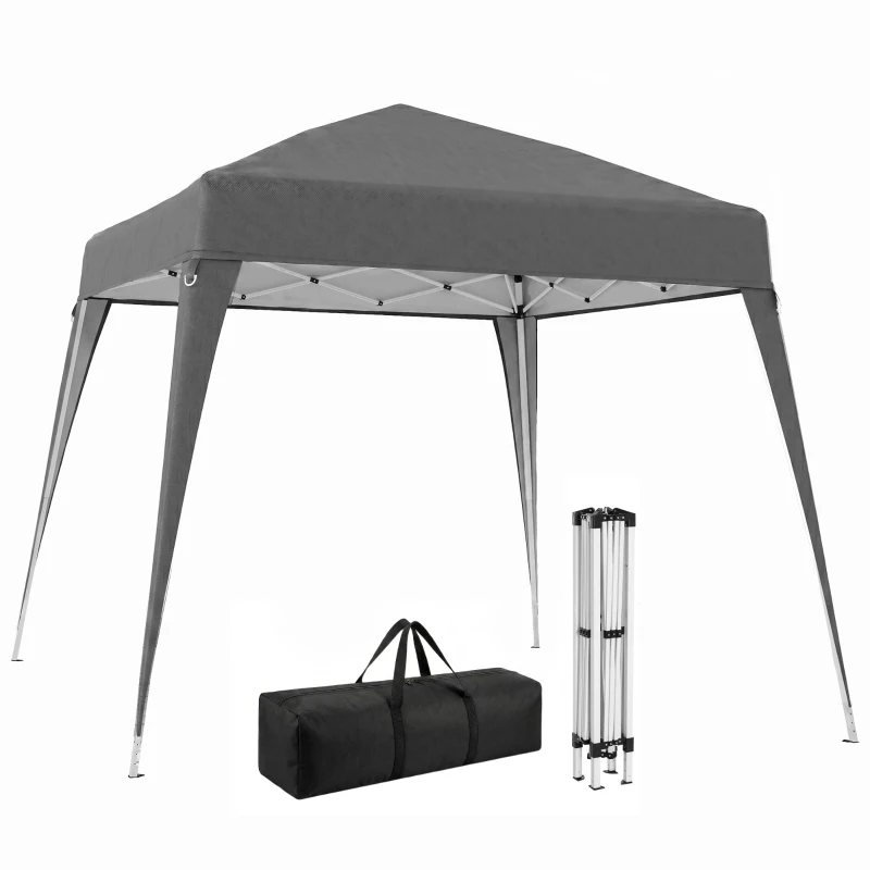 Outsunny 8' x 8' Pop Up Canopy, Outdoor Folding Tent, Portable Party Tent with Carrying Bag for Camping, Party, Picnic, Grey