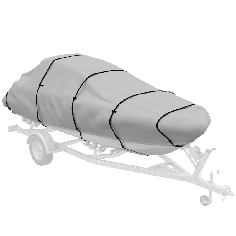Outsunny 22-24 Ft Trailer Boat Cover, 3000mm Waterproof Universal Boat Cover with Quick-Fasten Buckles, Light Grey