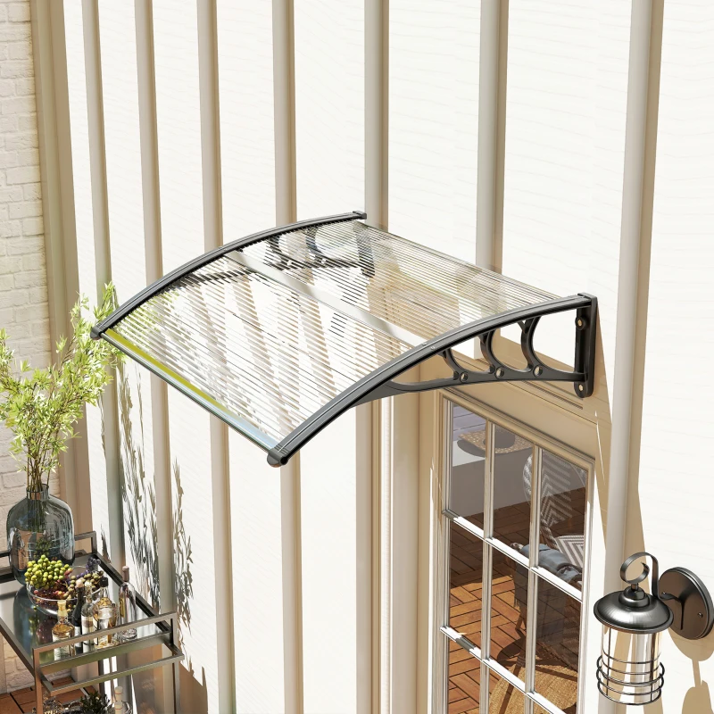 Outsunny Window Awning Door Canopy, Polycarbonate Cover Patio Awnings, 47" x 30", White
