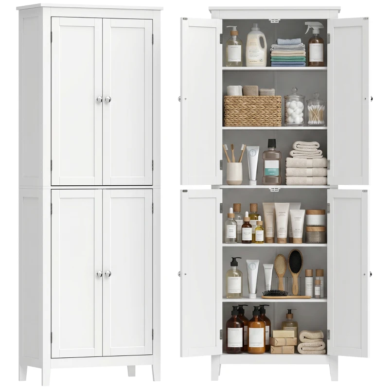 HOMCOM 67" Tall Bathroom Storage Cabinet, Freestanding Narrow Bathroom Cabinet with Adjustable Shelves for Living Room