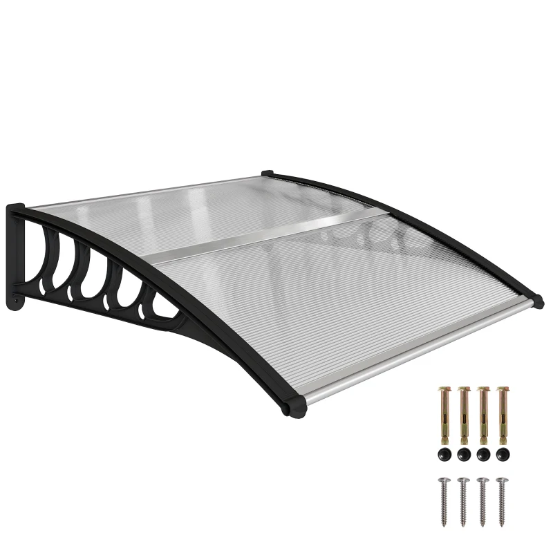 Outsunny Awning Door Canopy, 40.6" x 38" Polycarbonate Front Door Outdoor Patio Cover with Hollow Sheet for UV Protection, Clear