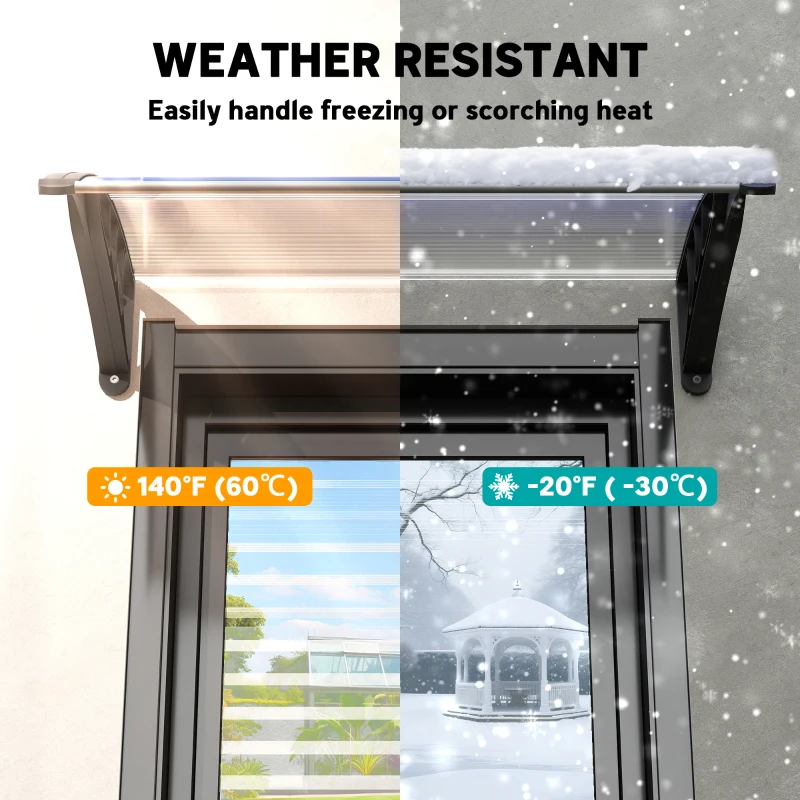 Outsunny Window Awning Door Canopy, Polycarbonate Cover Patio Awnings, 47" x 30", White