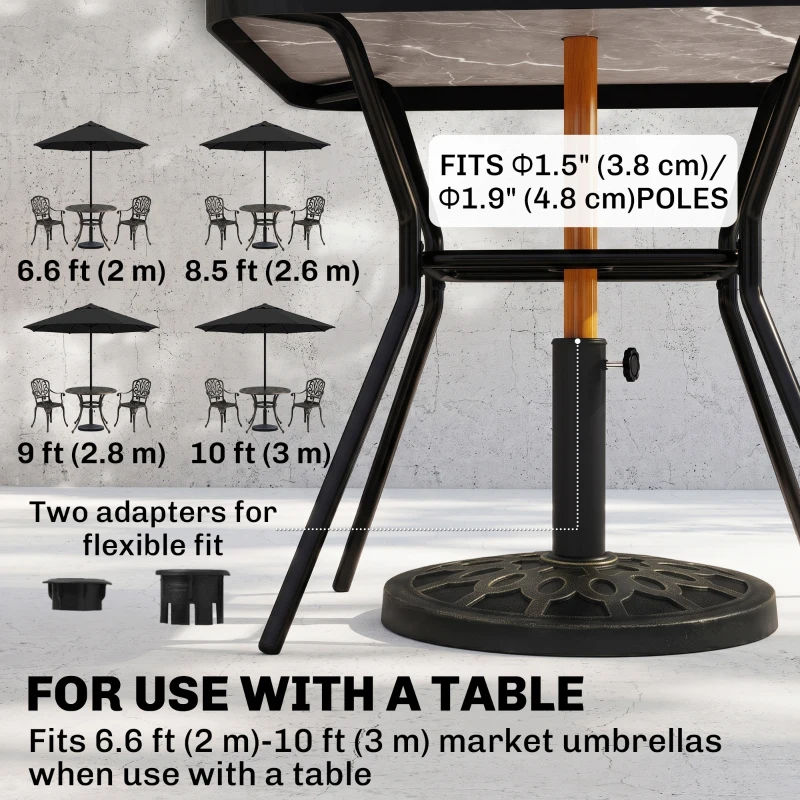 Outsunny Resin Round Patio Umbrella Stand Base Coated Pole Market Garden Umbrella Holder Parasol Holder Bronze