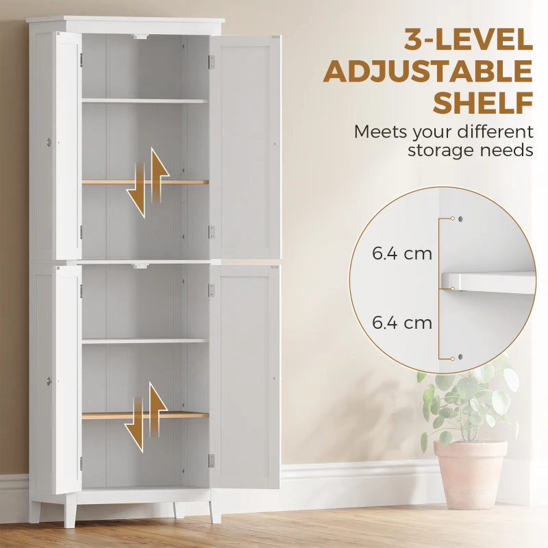 HOMCOM 67" Tall Bathroom Storage Cabinet, Freestanding Narrow Bathroom Cabinet with Adjustable Shelves for Living Room