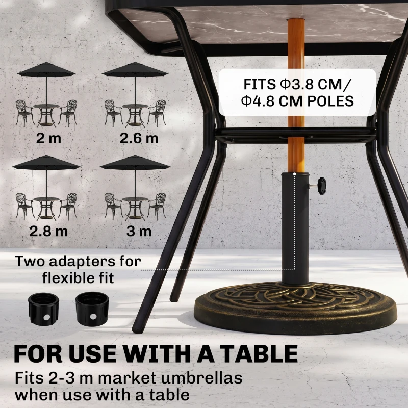 Outsunny 25 lb Heavy Duty Patio Umbrella Base, Round Market Umbrella Stand for Outdoor, Deck, Backyard, Garden, Bronze