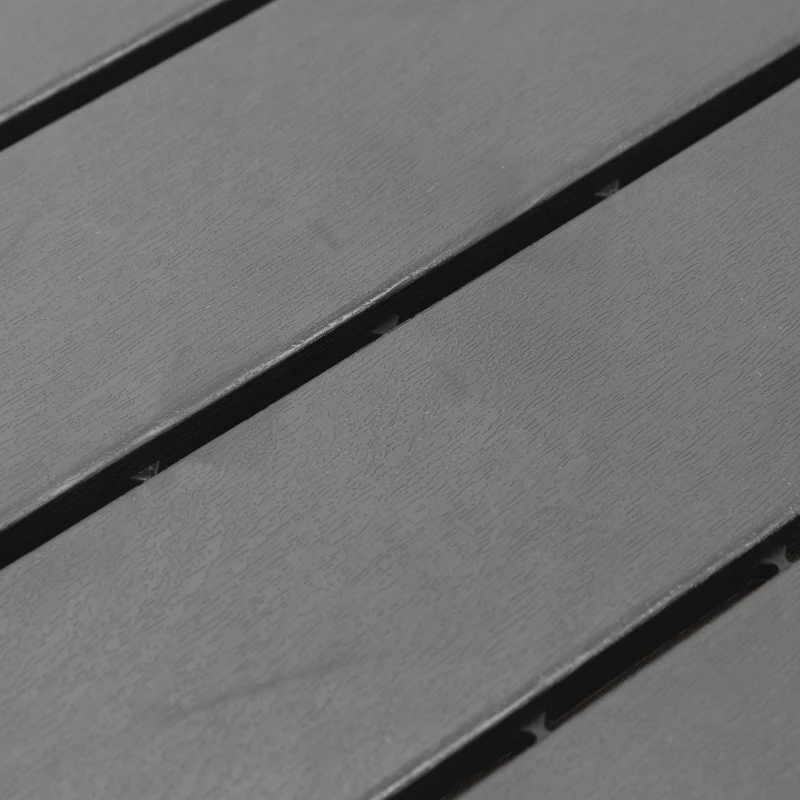 Outsunny 9 Pcs PP Interlocking Composite Deck Tile, 12" x 12" Outdoor Flooring Tiles for Indoor and Outdoor Use, Tools Free Assembly, Dark Grey