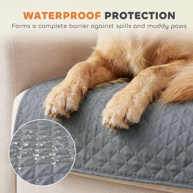 PawHut Waterproof Sofa Cover 3 Seater, Soft Couch Cover for Dogs Cats Pets, Non Slip Sofa Slipcoevr with Elastic Straps