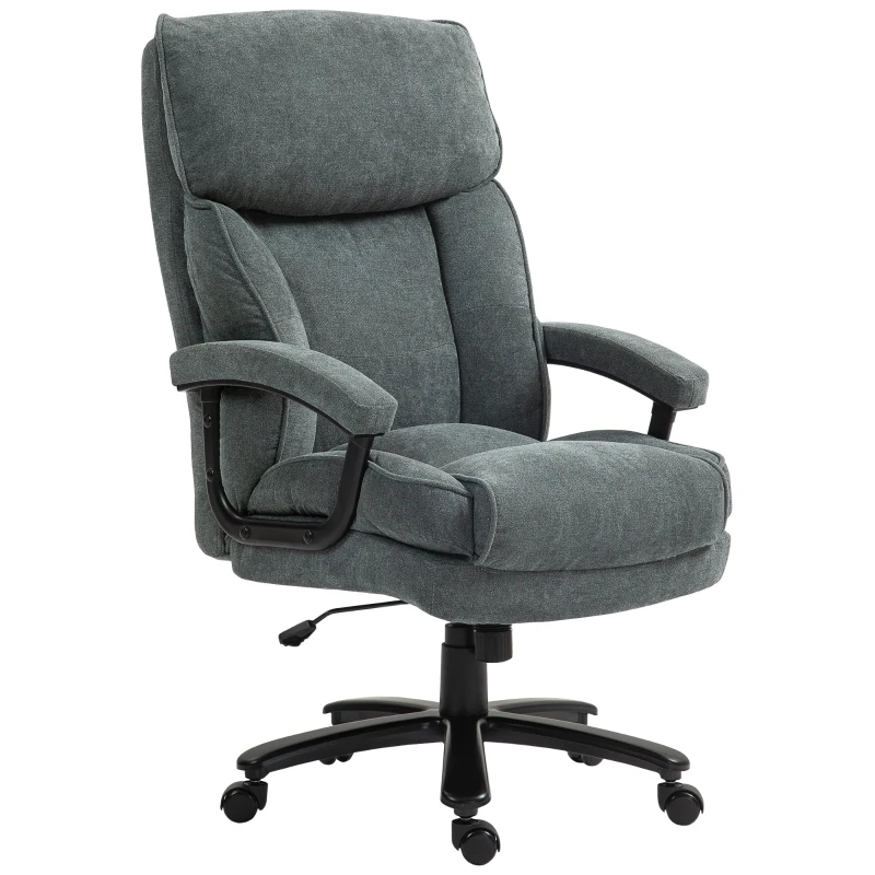 HOMCOM Big and Tall Executive Office Chair, Up to 450 lbs. Heavy Duty Desk Chair, Computer Chair for Heavy People, Grey