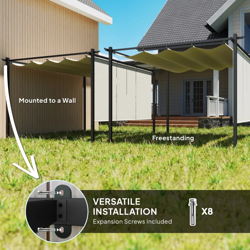 Outsunny 10' x 12' Retractable Pergola Canopy with Roller Shade, Free Standing Patio Gazebo, UPF30+