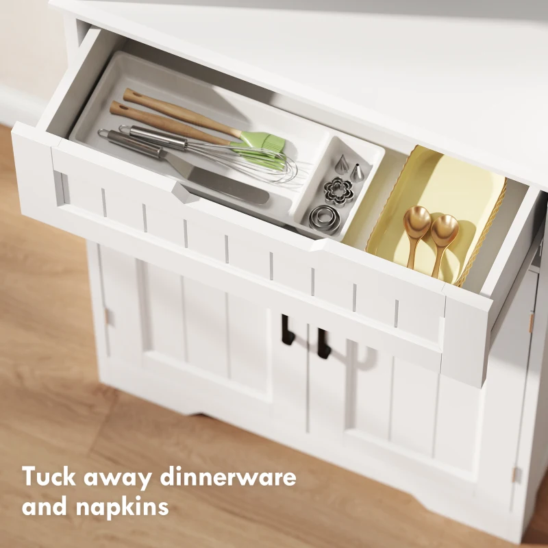 HOMCOM Kitchen Buffet with Hutch, 68" Tall Kitchen Pantry Cabinet with Small Open Counter, 4 Doors, Drawer, White