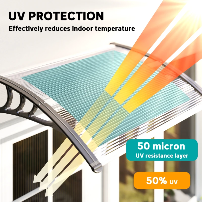 Outsunny Window Awning Door Canopy, Polycarbonate Cover Patio Awnings, 47" x 30", White