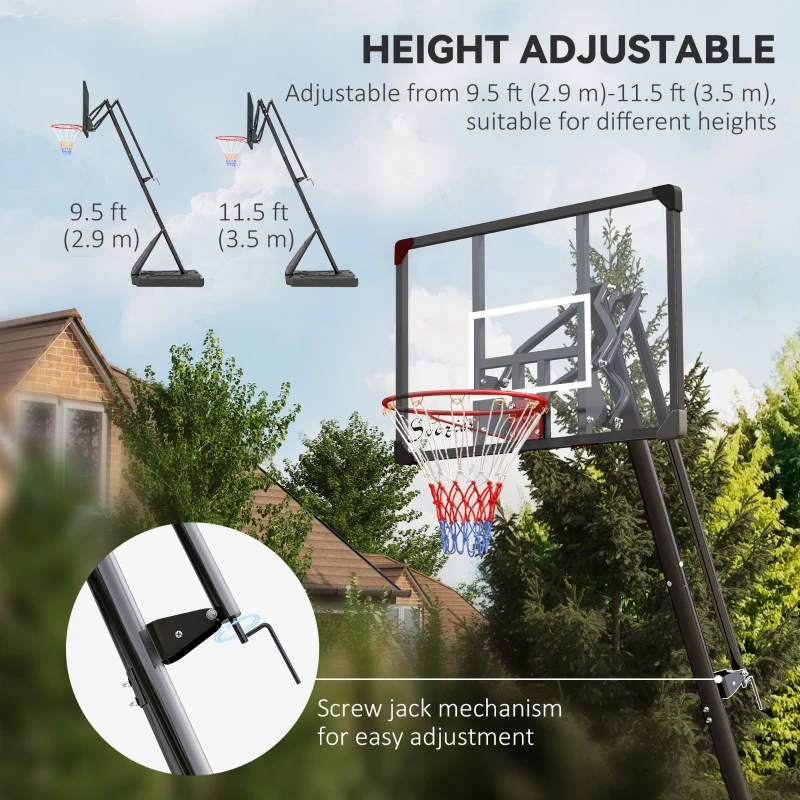 Soozier Outdoor Portable Basketball Hoop and Stand with Backboard Weighted Base Wheels, 115.4"-137.8" Height Adjustable