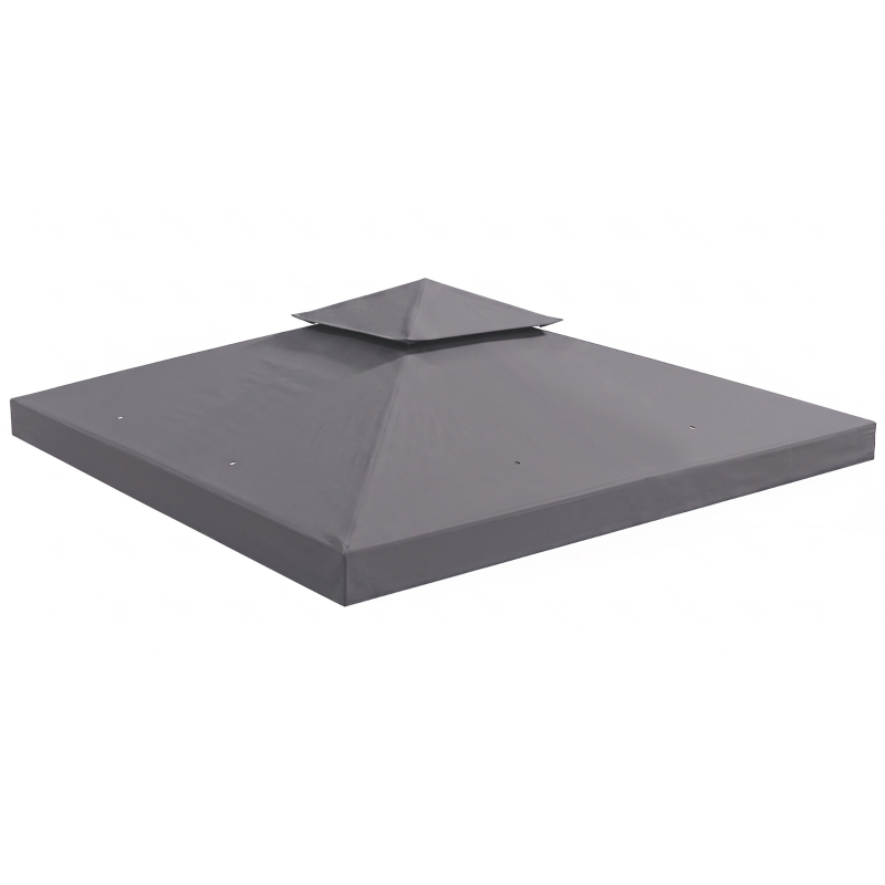 Outsunny 10' x 10' Square 2-Tier Gazebo Canopy Replacement Top Cover Outdoor Garden Sun Shade, Replacement Top Only, Dark Grey