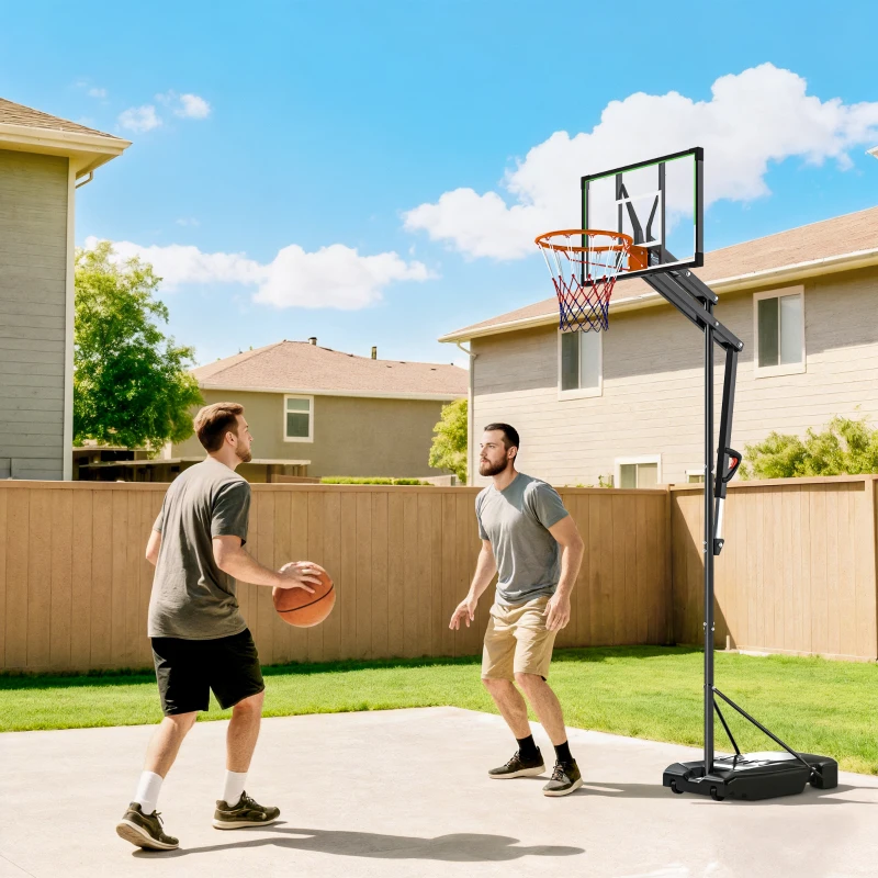 Soozier 4.1-8.5ft Adjustable Basketball Hoop with 33" Shatterproof Board, 18" Rim, Wheels and Fillable Base, for Teens Adults