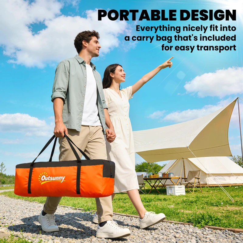 Outsunny 5 Person Family Tent, Outdoor Camping Tent with Lighting Hook, Carrying Bag for Camping, Hiking and Travelling, Orange